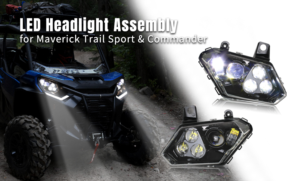 LED Headlights Can-Am Trail Sport Max 800 1000 2018-2023 / Commander ...