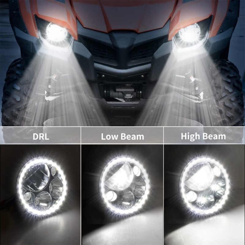 LED Headlights with Halo Ring DRL for Yamaha Viking/Viking VI 2018-2023 - Image 2