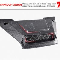 Sport Hood Scoop with Mesh Carbon Fiber Pattern Hood Scoop with Grille Kit Front Hood Cover for Honda Pioneer 1000 1000-5 1000-6 2016-2025 - Image 3