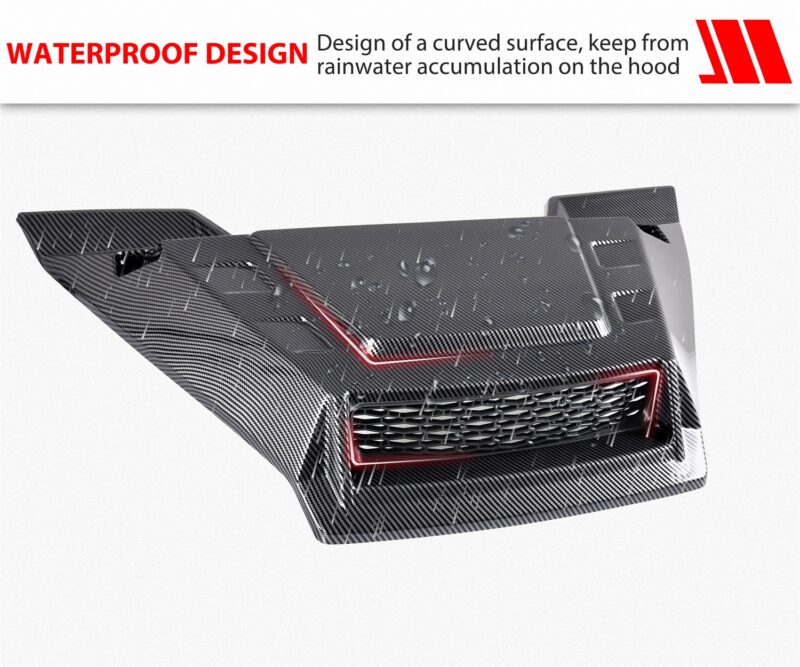 Sport Hood Scoop with Mesh Carbon Fiber Pattern Hood Scoop with Grille Kit Front Hood Cover for Honda Pioneer 1000 1000-5 1000-6 2016-2025 - Image 3
