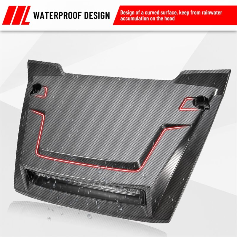 Hood Scoop with LED Spotlight Carbon Fiber Pattern Hood Scoop with Auxiliary Light Front Hood Cover with Lamp for Honda Pioneer 700-2 700-4 2014-2025 - Image 3