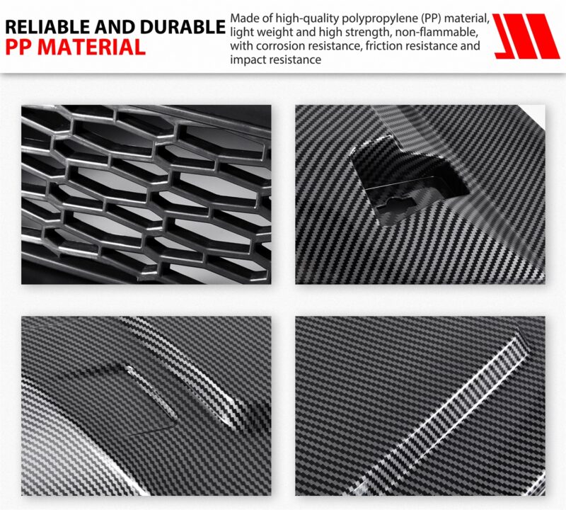 Sport Hood Scoop with Mesh Carbon Fiber Pattern Hood Scoop with Grille Kit Front Hood Cover for Honda Pioneer 1000 1000-5 1000-6 2016-2025 - Image 4