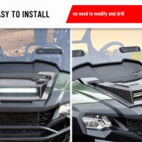 Hood Scoop with LED Spotlight Carbon Fiber Pattern Hood Scoop with Auxiliary Light Front Hood Cover with Lamp for Honda Pioneer 700-2 700-4 2014-2025 - Image 5
