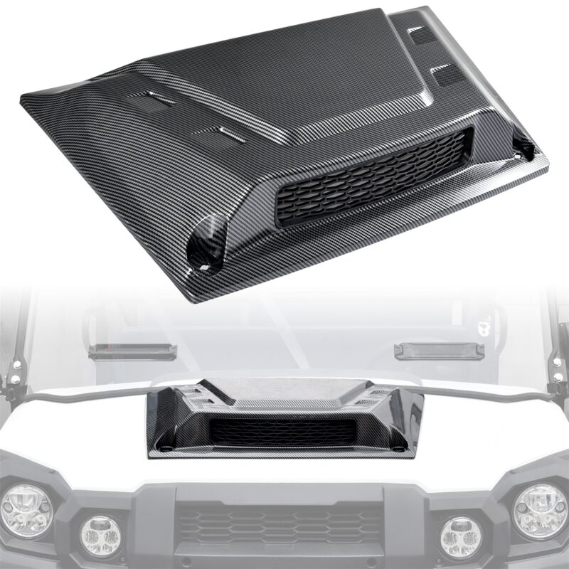 Carbon Fiber Pattern Turbo Hood Scoop with Mesh Grill for Kawasaki Mule Pro FXT DXT DX FX FXR 2015-2025