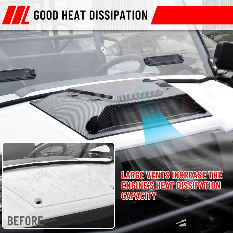 Carbon Fiber Pattern Turbo Hood Scoop with Mesh Grill for Kawasaki Mule Pro FXT DXT DX FX FXR 2015-2025 - Image 2