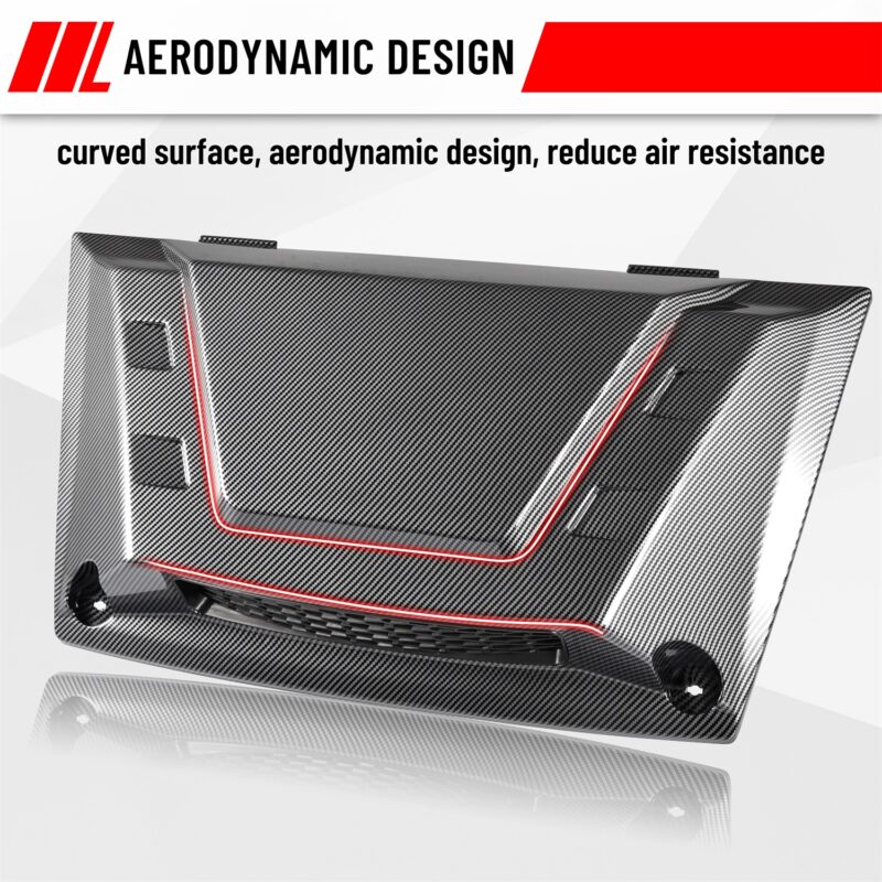 Carbon Fiber Pattern Turbo Hood Scoop with Mesh Grill for Kawasaki Mule Pro FXT DXT DX FX FXR 2015-2025 - Image 3