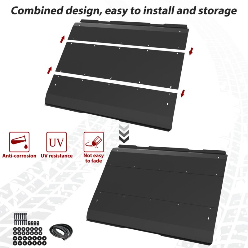 Aluminum Hard Roof Top Black Combined Roof Shading Panel Heavy Duty Hard Sun Visor Top Cover for CFMOTO ZForce 950 HO EX/HO Sport/Sport 2020-2024 Accessories - Image 4