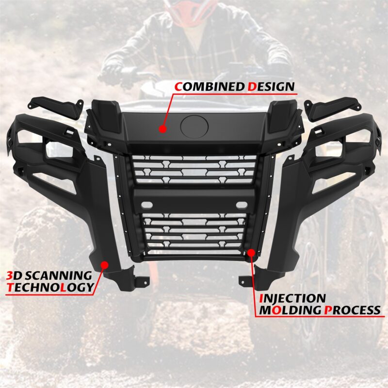 Front Fascia Black Combination Front Facia Kit Front Brush Guard Bumper for Can Am Outlander 500 700 PRO 2023 2024 2025 Accessories, Replace #705013201 - Image 7