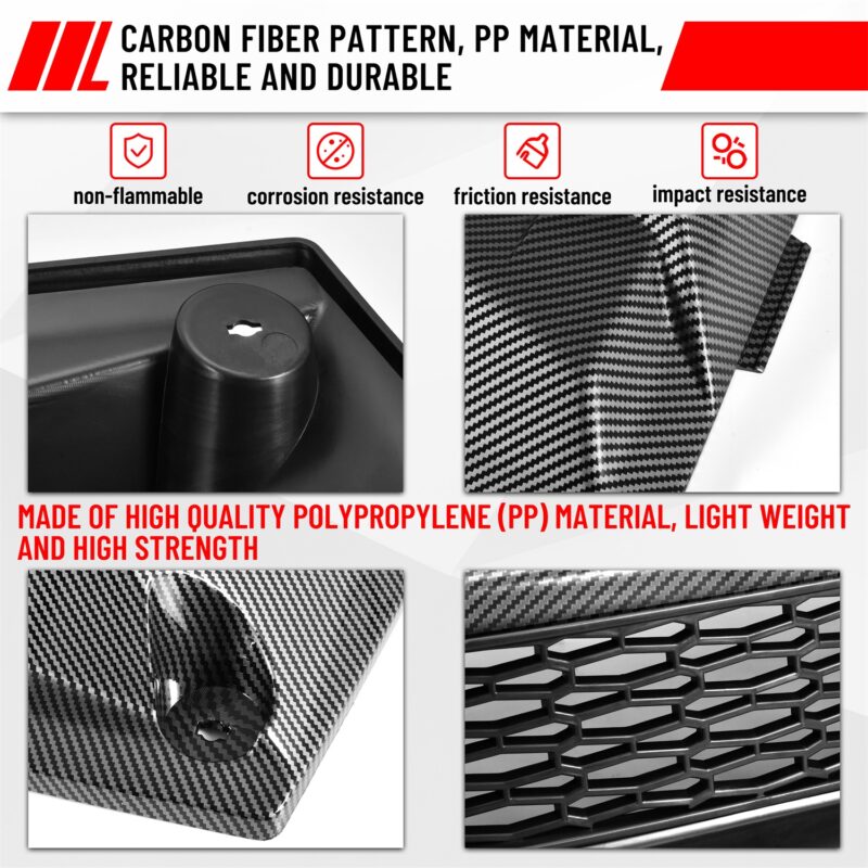 Carbon Fiber Pattern Turbo Hood Scoop with Mesh Grill for Kawasaki Mule Pro FXT DXT DX FX FXR 2015-2025 - Image 5