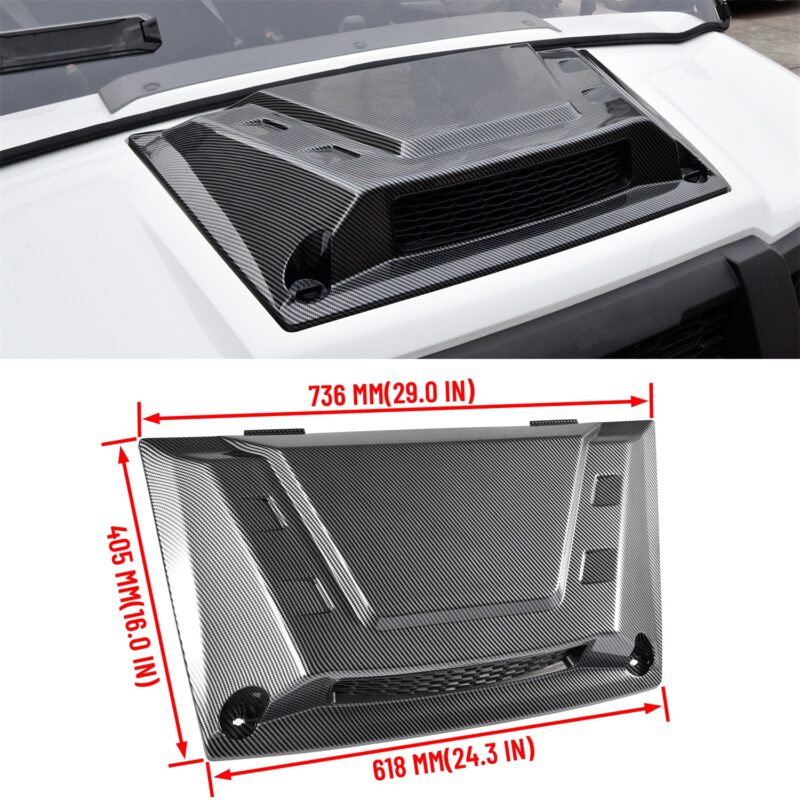 Carbon Fiber Pattern Turbo Hood Scoop with Mesh Grill for Kawasaki Mule Pro FXT DXT DX FX FXR 2015-2025 - Image 6