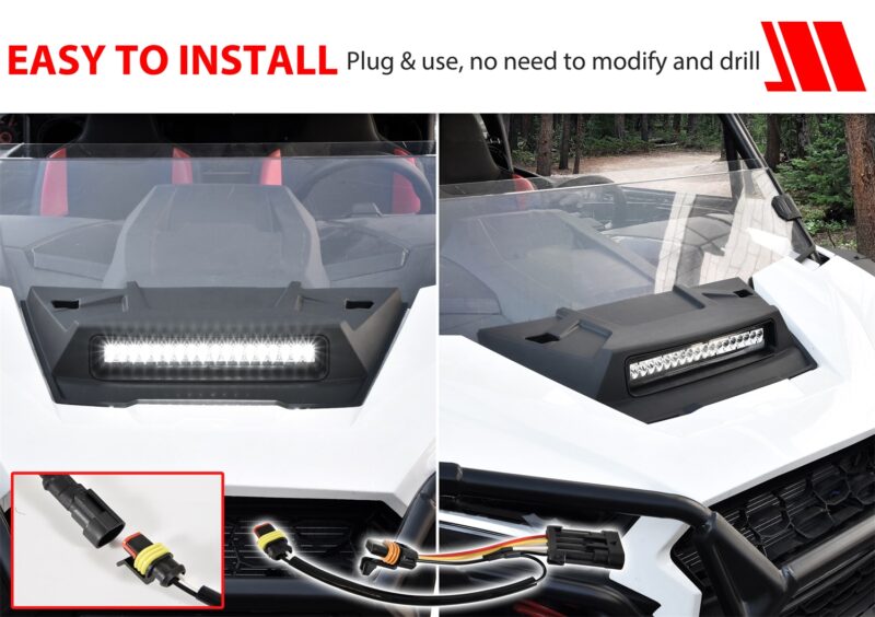 Sport Hood Scoop with LED Auxiliary Light Spotlight Kit for Polaris RZR XP 1000/ XP 4 1000 2024+ - Image 4