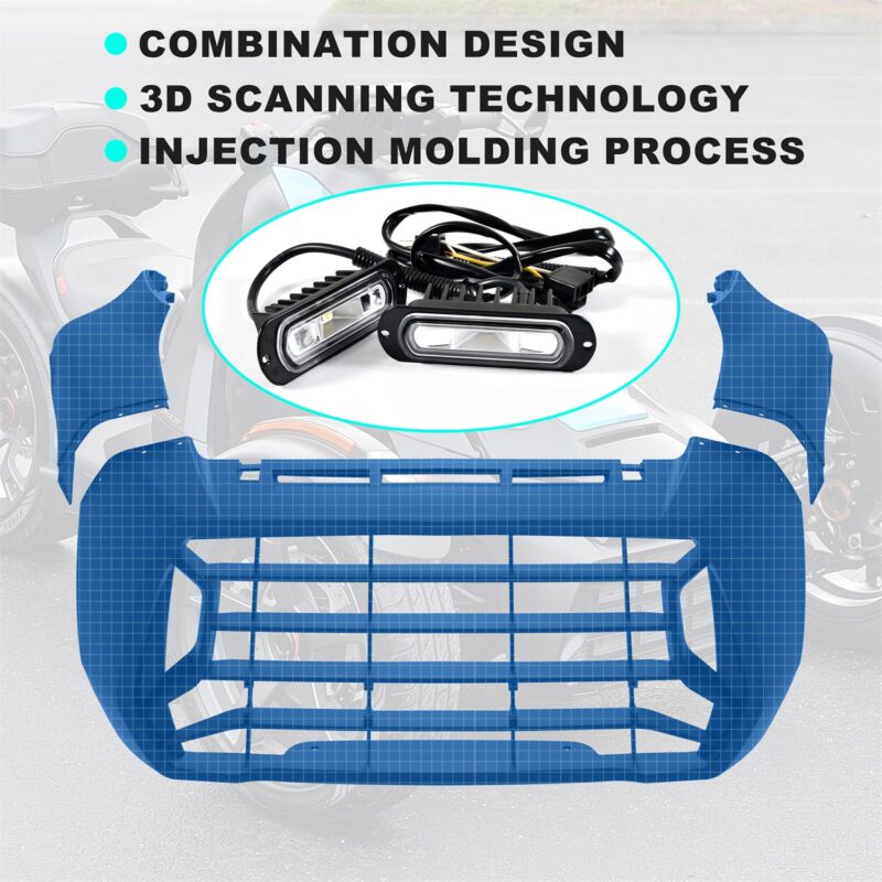 Front Fascia with LED Spotlights for Can-Am Ryker 600 900 Sport & Rally Edition All Models - Image 4