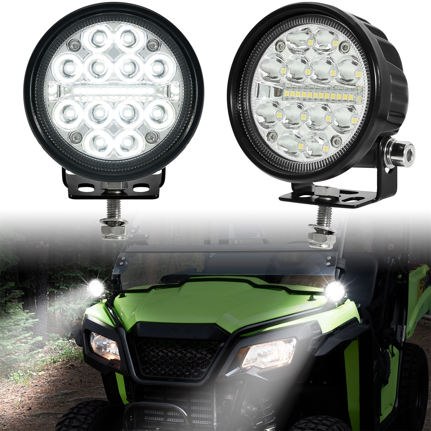 A-Pillar LED Pod Lights for Honda Pioneer 520 2021-2025, 500 2015-2023 Accessories, Front Auxiliary Lights with Mounting Bracket & Wiring Harness, Plug and Play