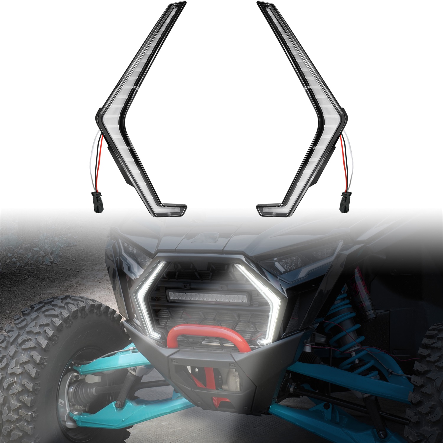 LED Grille Accent Fang Lights White DRL Signature Lights for 2025 Polaris RZR PRO XP/R/PRO S (2PCS, Replace #2417278, #2417279)
