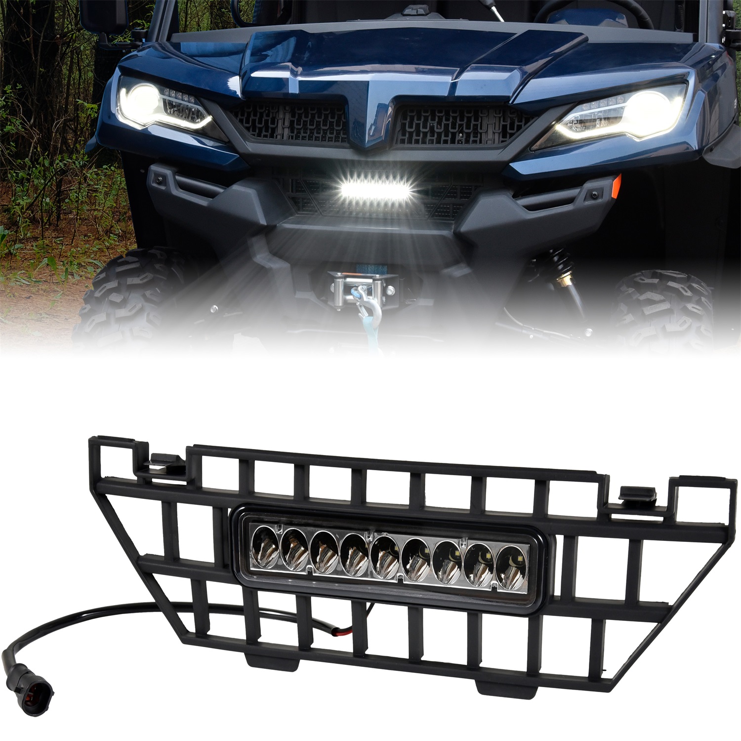 Front Mesh Grill with LED Spotlight for CFMOTO UFORCE 1000 2019-2025 / UFORCE 1000 XL 2022-2025